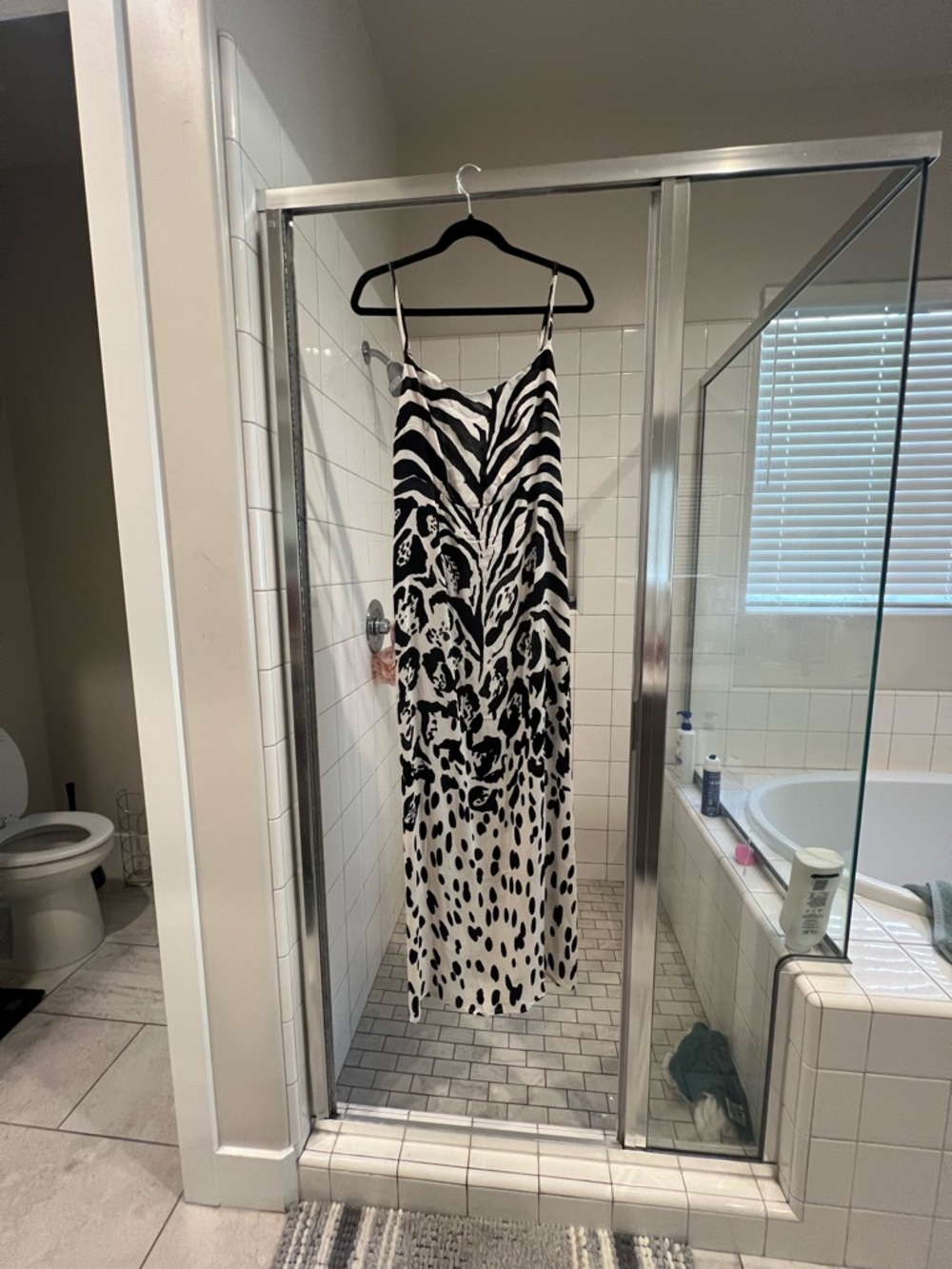 Black & White Animal Print Slip Dress